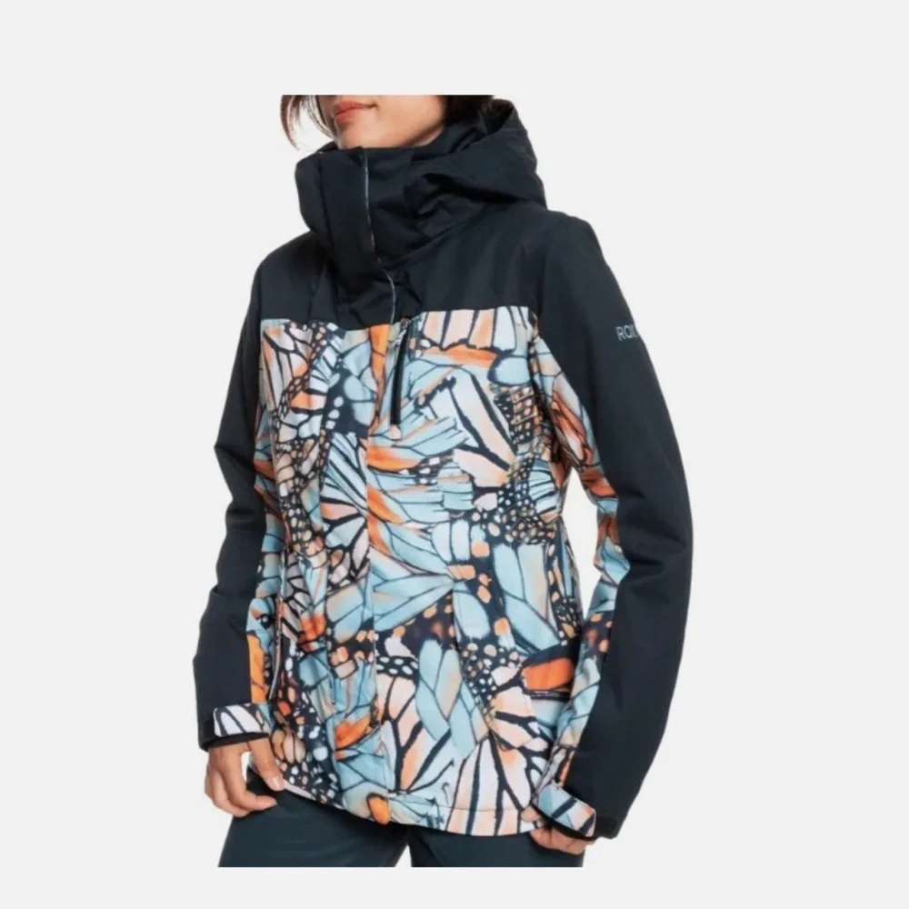 Roxy Women's Abstract Blue and Orange Ski Jacket - Picture 1 of 13